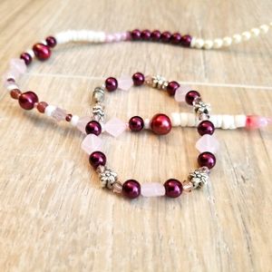 Handmade set shell/quartz/glass/crystal